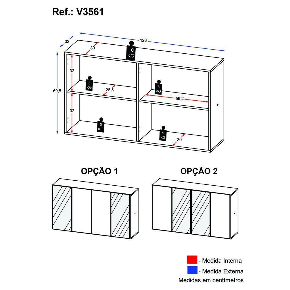 Aparador Buffet 4 Portas Com Espelho Vegas Multimóveis V3561 Grafite Grafite - 5