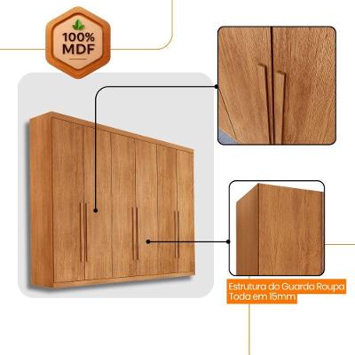 Guarda Roupa Casal Maya 6 Portas 6 Gavetas Naturalle MDF Móveis Rufato