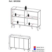 Aparador Buffet 4 Portas Retrô Alemanha Br3556 Preto