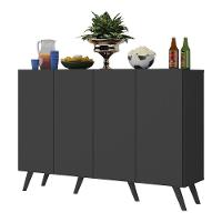 Aparador Buffet 4 Portas Retrô Alemanha Br3556 Preto - 6