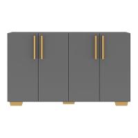 Aparador Buffet 4 Portas Com Pés Viena Grafite Natural - 3