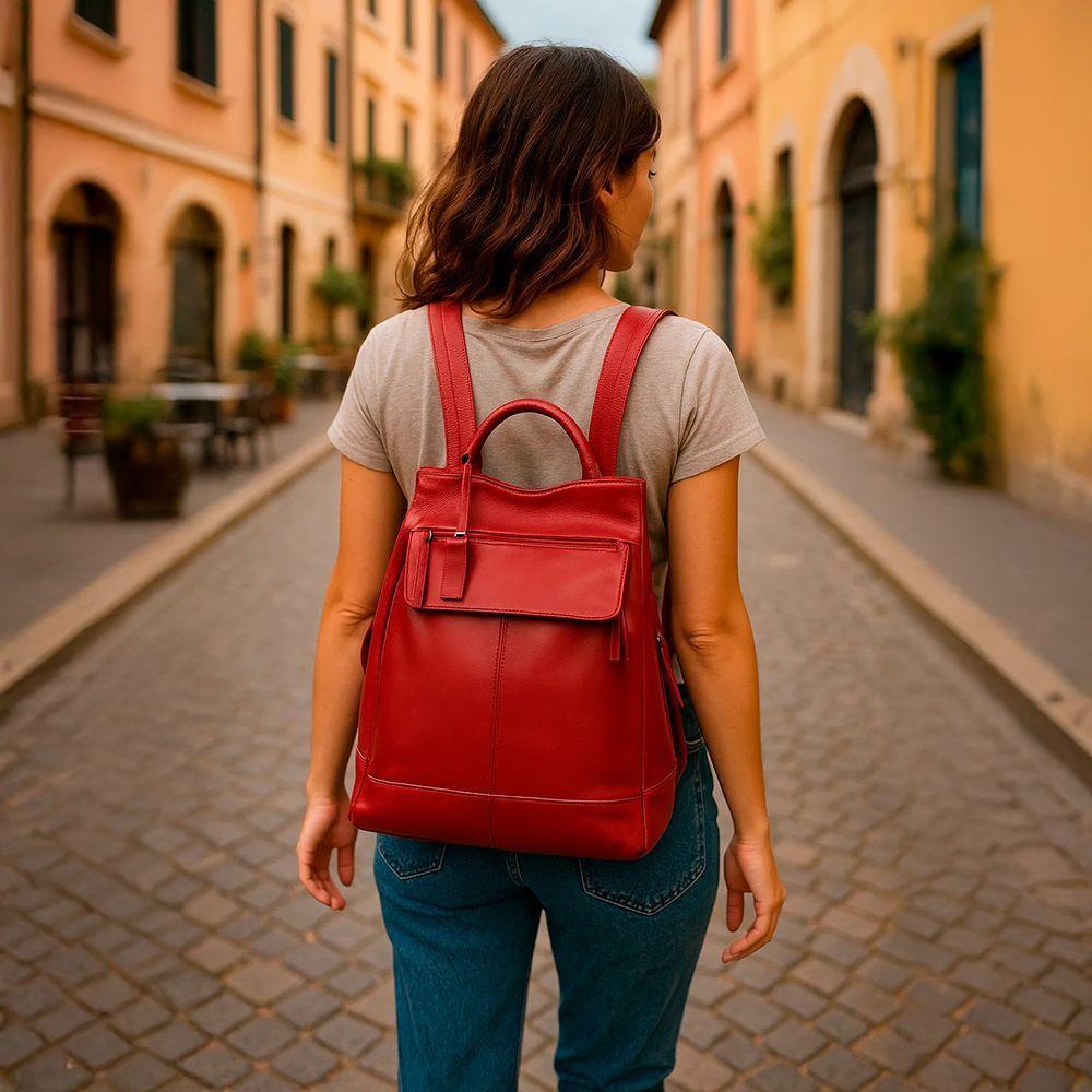 Mochila De Couro Legítimo Modelo Malu Resistente Confortável Modelo:preto - 10