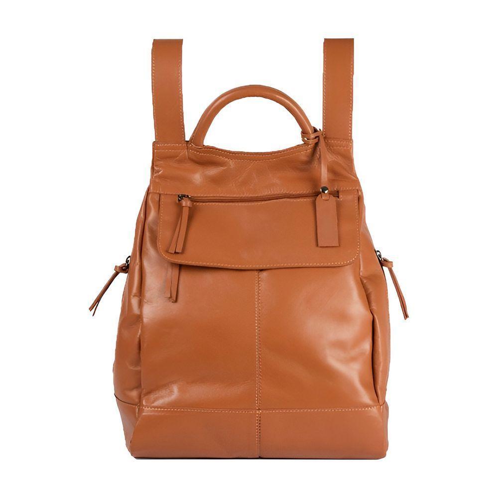 Mochila De Couro Legítimo Modelo Malu Resistente Confortável Modelo:caramelo - 1