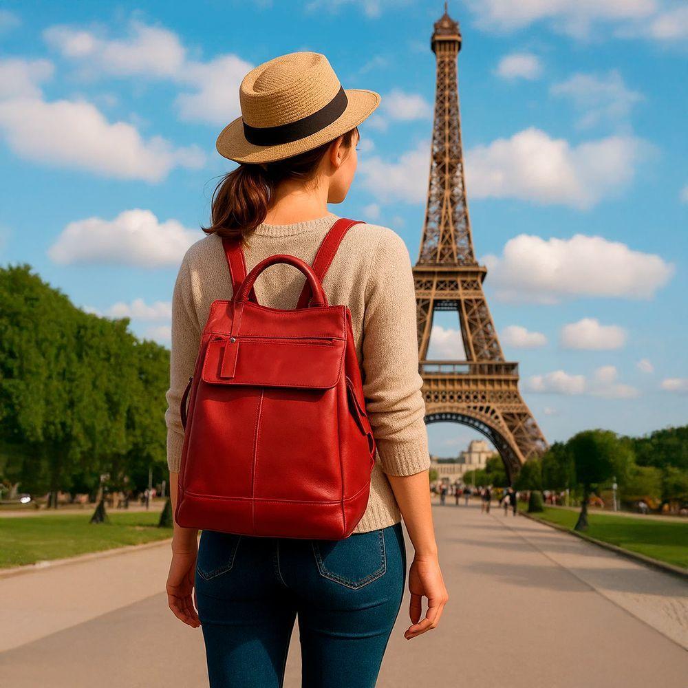 Mochila De Couro Legítimo Modelo Malu Resistente Confortável Modelo:caramelo - 8