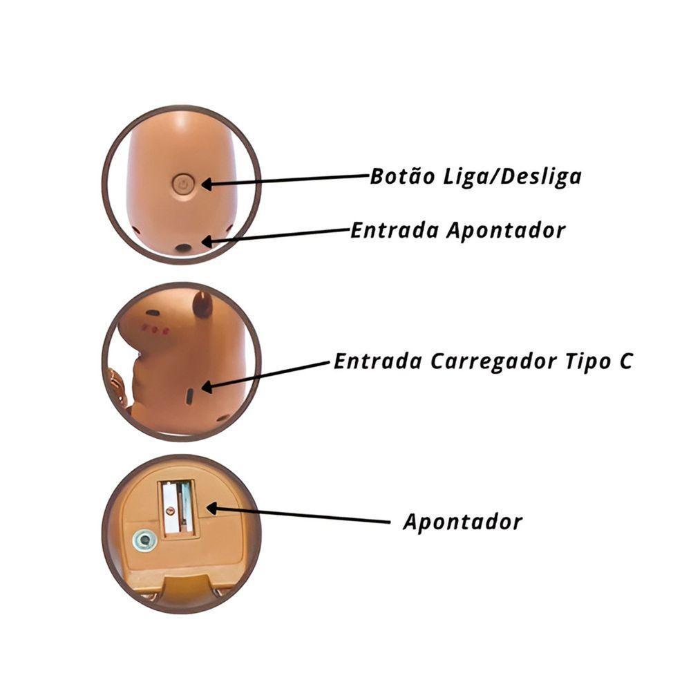 Mini Ventilador De Mesa E Apontador Formato Capivara - 4