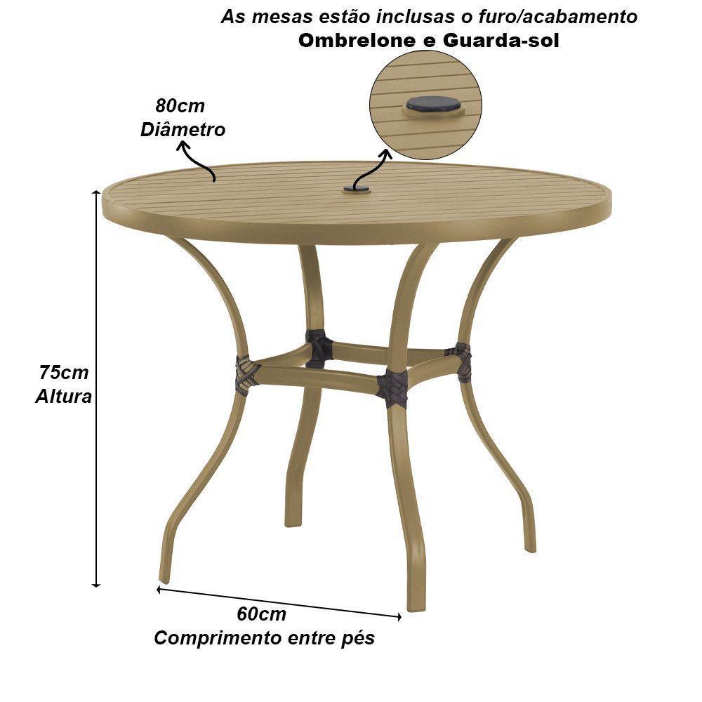 Mesa Roma Com Tampo Ripado 80cm Alumínio - Varanda Cozinha Fendi - 3