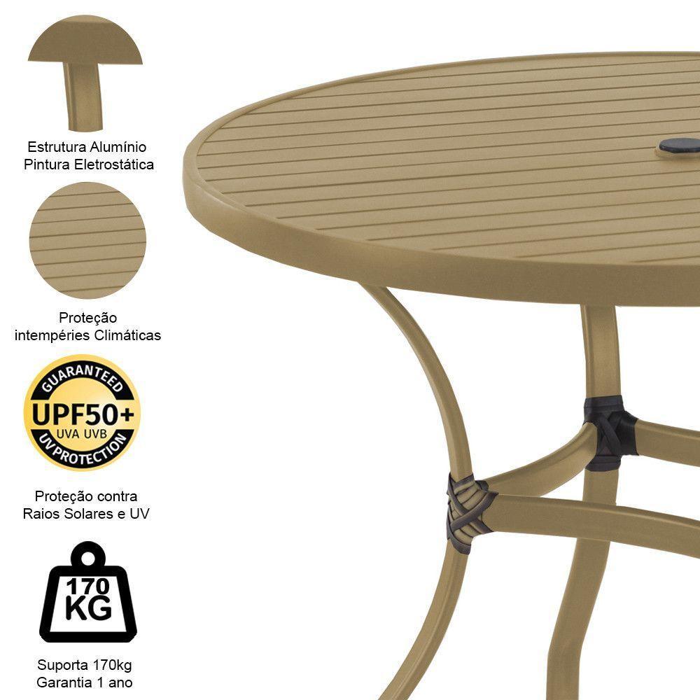 Mesa Roma Com Tampo Ripado 80cm Alumínio - Varanda Cozinha Fendi - 4