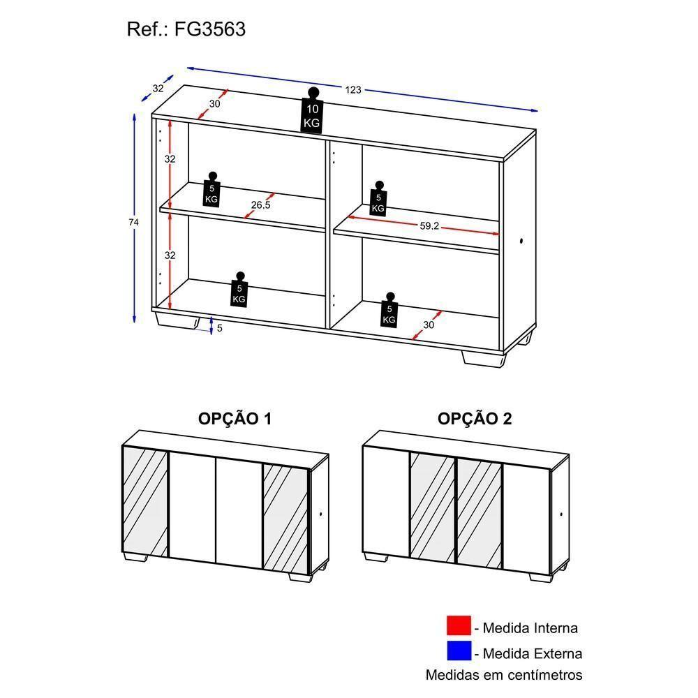 Aparador Buffet Com Espelho Multimóveis Vegas Preto - 6