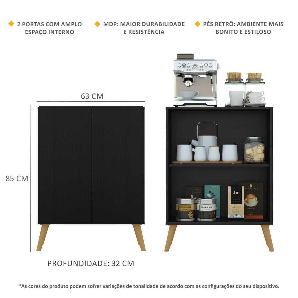 Aparador Retrô Multimóveis Cantinho Do Café Preto/natural - 2