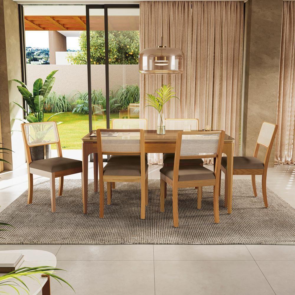 Par De Cadeiras Em Madeira Maciça Kappesberg Lola Cappuccino (Tela Bege) - 6