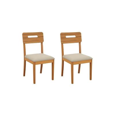 Par De Cadeiras Em Madeira Maciça Kappesberg Lila Linho Areia