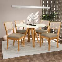 Par De Cadeiras Em Madeira Maciça Kappesberg Lola Boucle Fendi E Tela Bege - 6