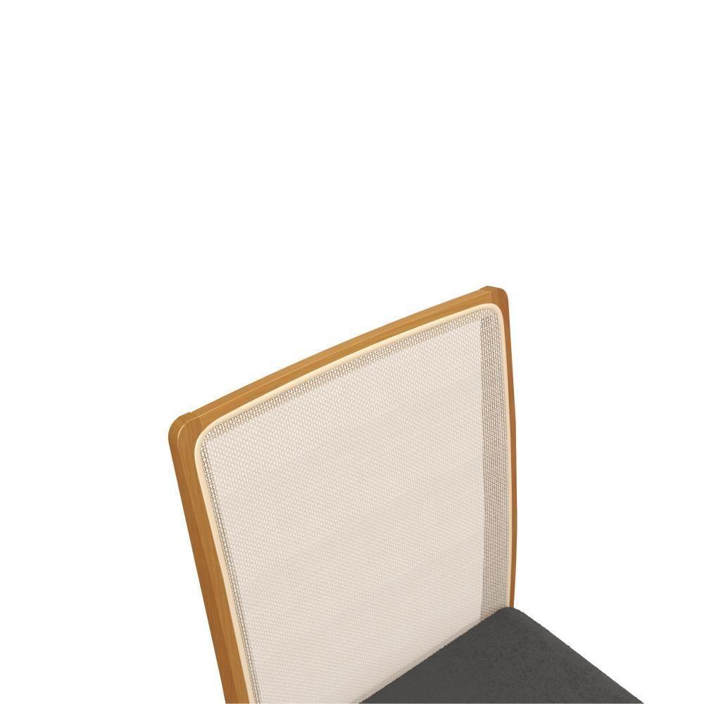 Par De Cadeiras Em Madeira Maciça Kappesberg Lara Boucle Chumbo E Tela Bege - 2