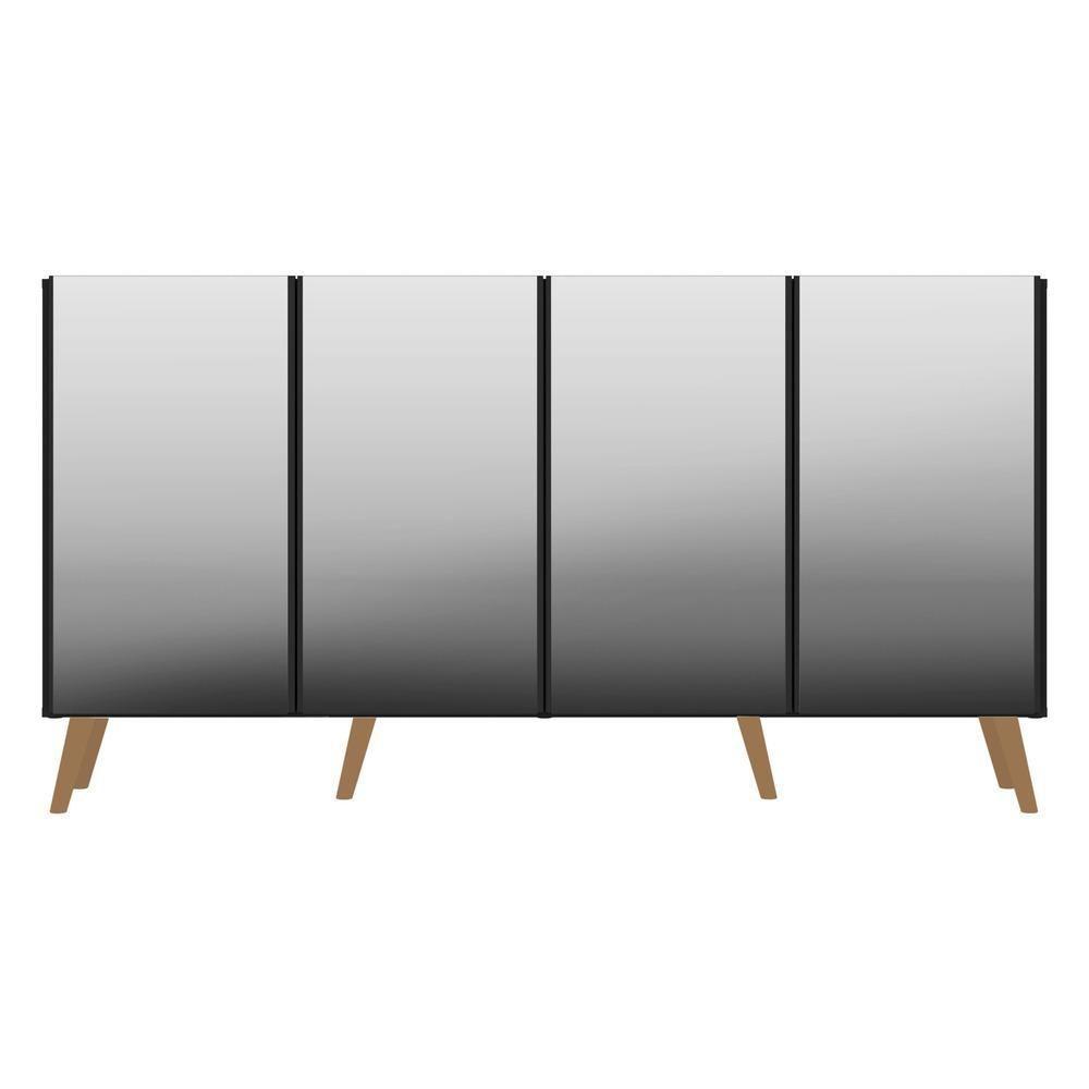 Aparador Buffet Retrô Com Espelho Multimóveis Preto/natural - 1