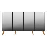 Aparador Buffet Retrô Com Espelho Multimóveis Preto/natural - 1