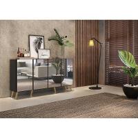 Aparador Buffet Retrô Com Espelho Multimóveis Preto/natural - 3