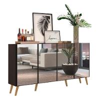 Aparador Buffet Retrô Com Espelho Multimóveis Preto/natural - 5