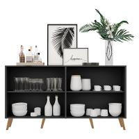 Aparador Buffet Retrô Com Espelho Multimóveis Preto/natural - 6