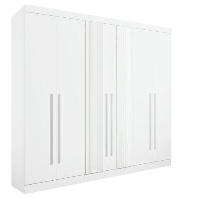 Roupeiro 6 Portas Ripado 6 Gavetas Sem Pés Da Vinci Plus - D Doro Branco/ripado