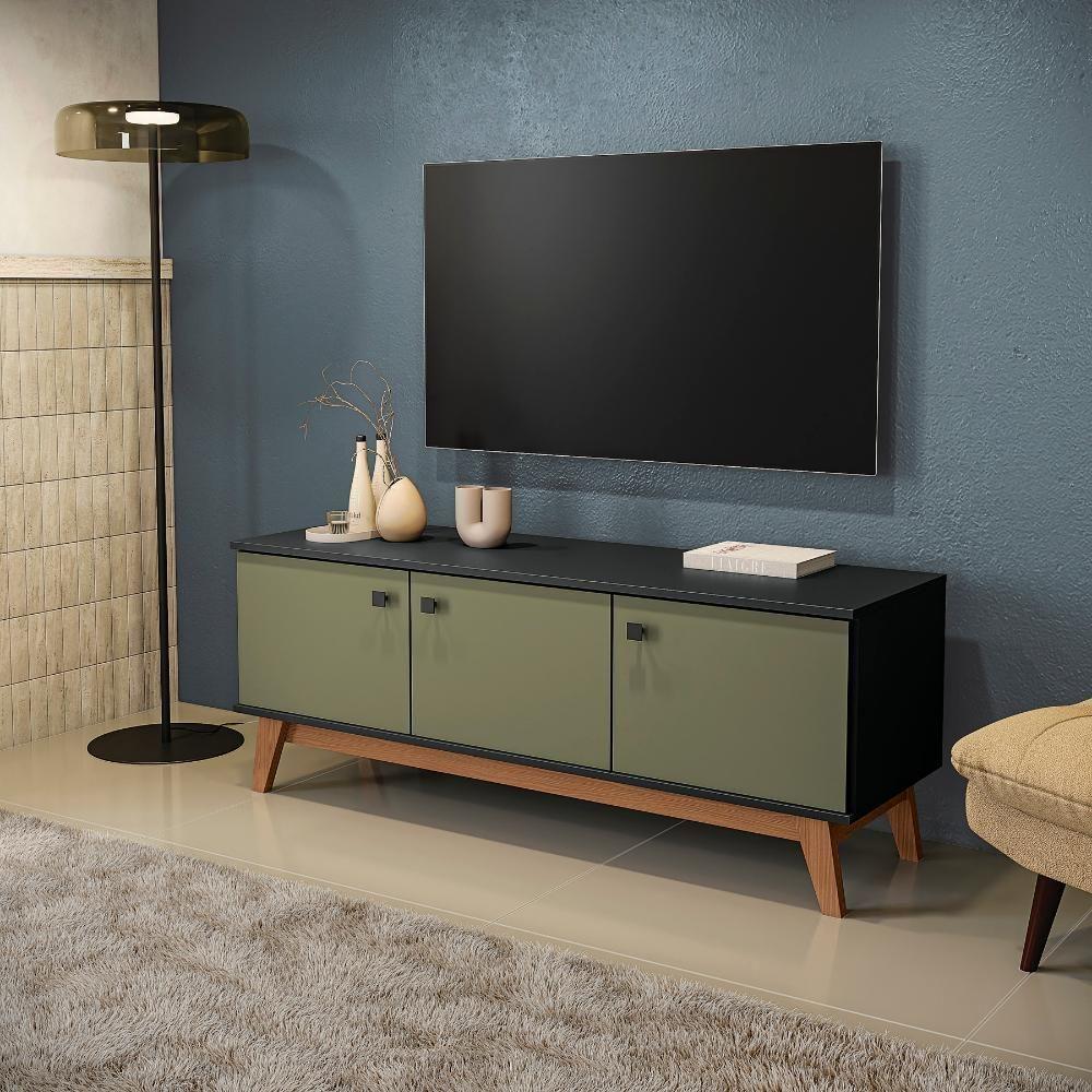 Rack Kappesberg 3 Portas Preto Fosco Verde Frevo 136cm - 1