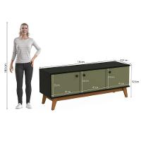 Rack Kappesberg 3 Portas Preto Fosco Verde Frevo 136cm