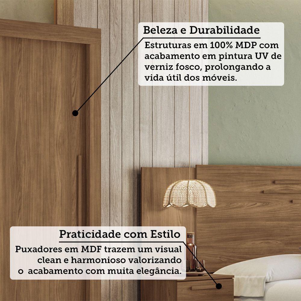 Quarto Guarda-roupas 3 Portas Com Espelho Cômoda E Cabeceira Arnaut Estilo Mm Jatoba - 4