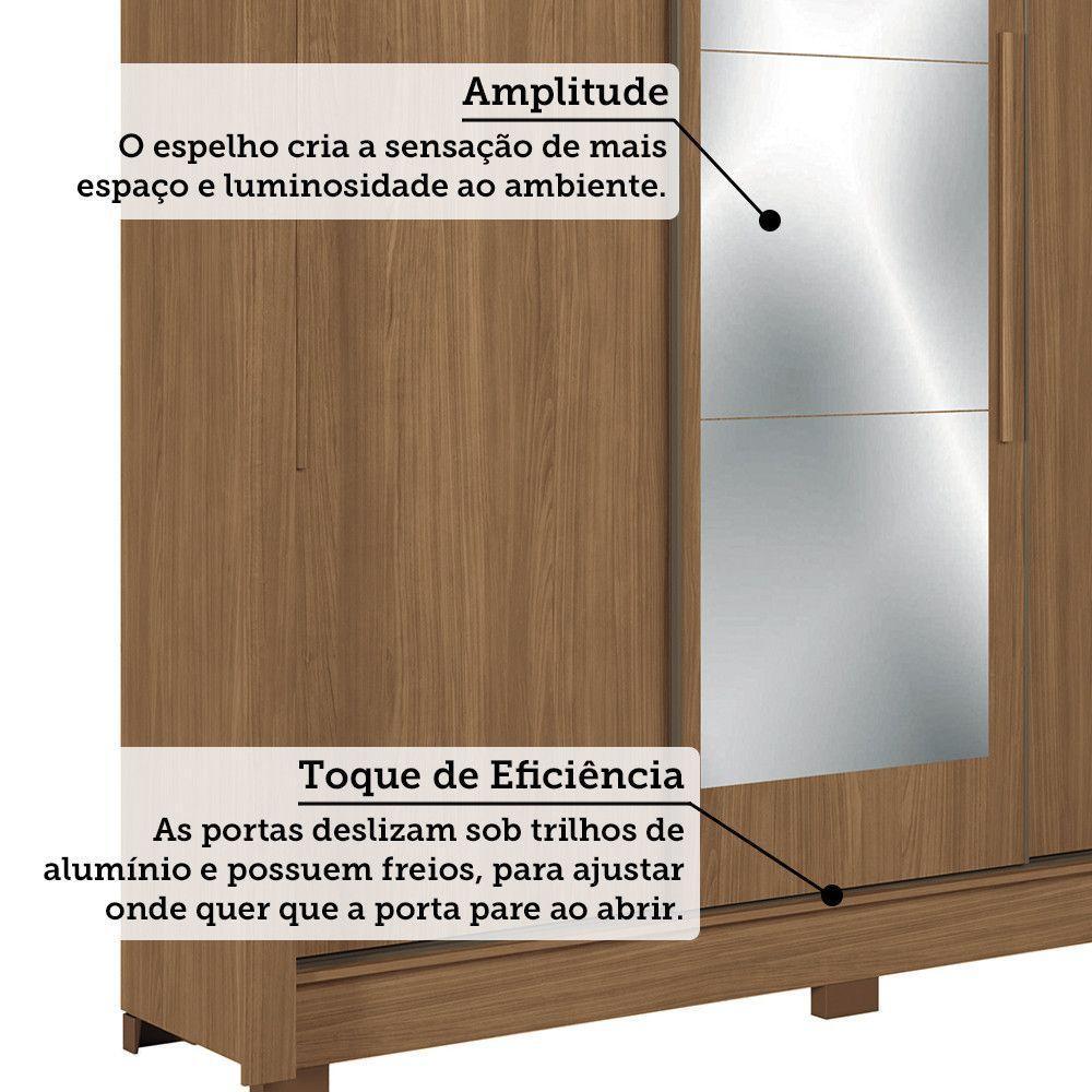 Quarto Guarda-roupas 3 Portas Com Espelho Cômoda E Cabeceira Arnaut Estilo Mm Jatoba - 6