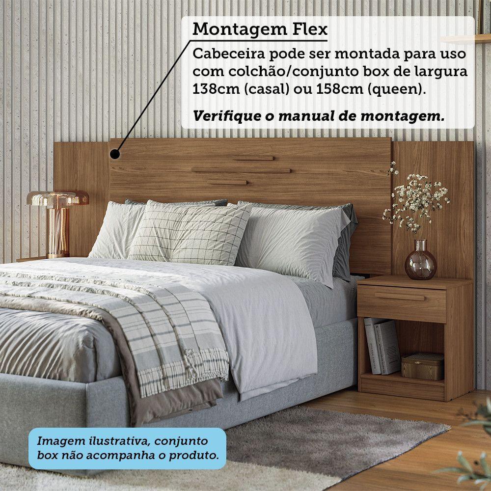 Quarto Guarda-roupas 3 Portas Com Espelho Cômoda E Cabeceira Arnaut Estilo Mm Jatoba - 8