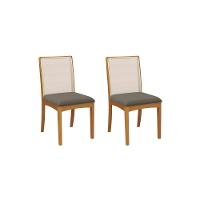 Par De Cadeiras Montadas Kappesberg Em Madeira Maciça Lara Linho Mescla Chumbo Tela Bege - 1