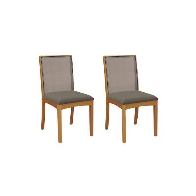 Par De Cadeiras Montadas Kappesberg Em Madeira Maciça Lara Linho Mescla Tela Chumbo