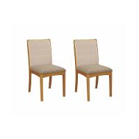 Par De Cadeiras Montadas Kappesberg Em Madeira Maciça Lara Linho Fendi Tela Bege - 1