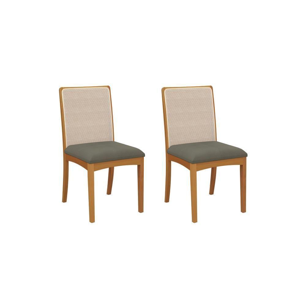 Par De Cadeiras Montadas Kappesberg Em Madeira Maciça Lara Chumbo Tela Bege - 1