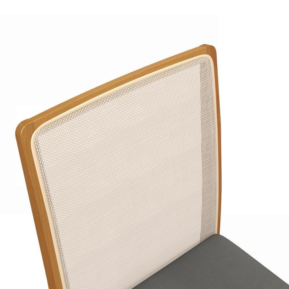 Par De Cadeiras Montadas Kappesberg Em Madeira Maciça Lara Chumbo Tela Bege - 3