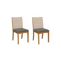 Par De Cadeiras Montadas Kappesberg Em Madeira Maciça Lara Chumbo Tela Bege - 1