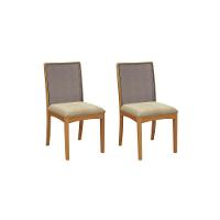 Par De Cadeiras Montadas Kappesberg Em Madeira Maciça Lara Boucle Bege Tela Chumbo - 1