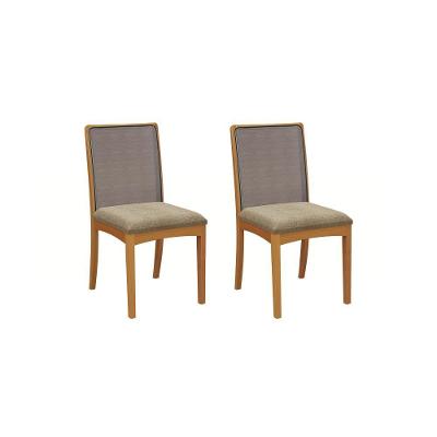 Par De Cadeiras Montadas Kappesberg Em Madeira Maciça Lara Boucle Fendi Tela Chumbo