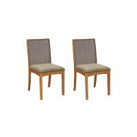 Par De Cadeiras Montadas Kappesberg Em Madeira Maciça Lara Boucle Fendi Tela Chumbo - 1