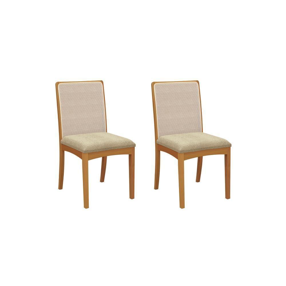 Par De Cadeiras Montadas Kappesberg Em Madeira Maciça Lara Boucle Bege Tela Bege - 1