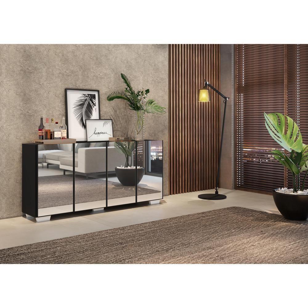 Aparador Buffet Com Espelho Multimóveis Preto/branco - 3