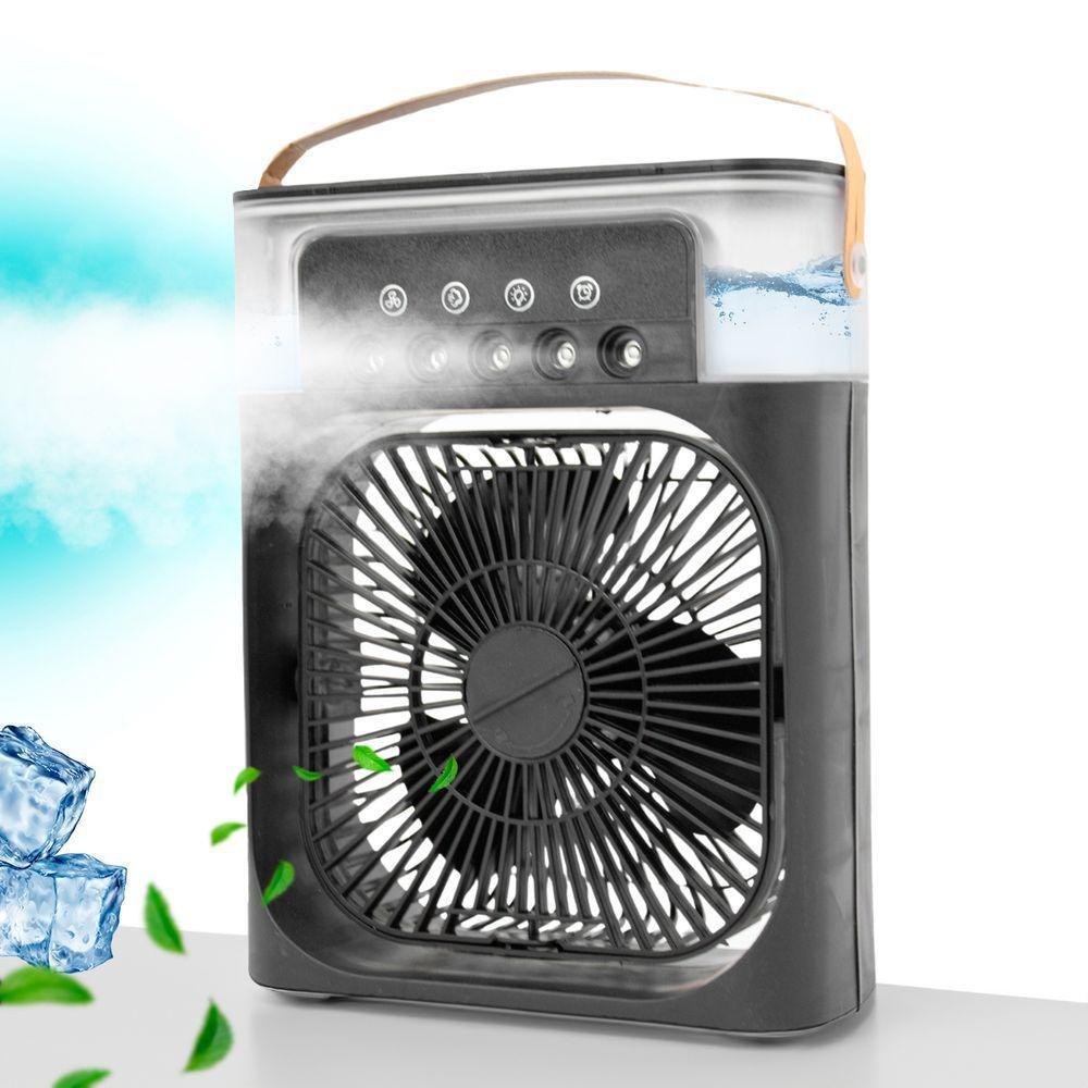 Ventilador Portátil Iluminação Umidificador Climatizador Usb De Mesa Branco - 9