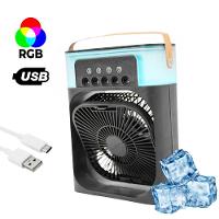 Ventilador Portátil Iluminação Umidificador Climatizador Usb De Mesa Branco