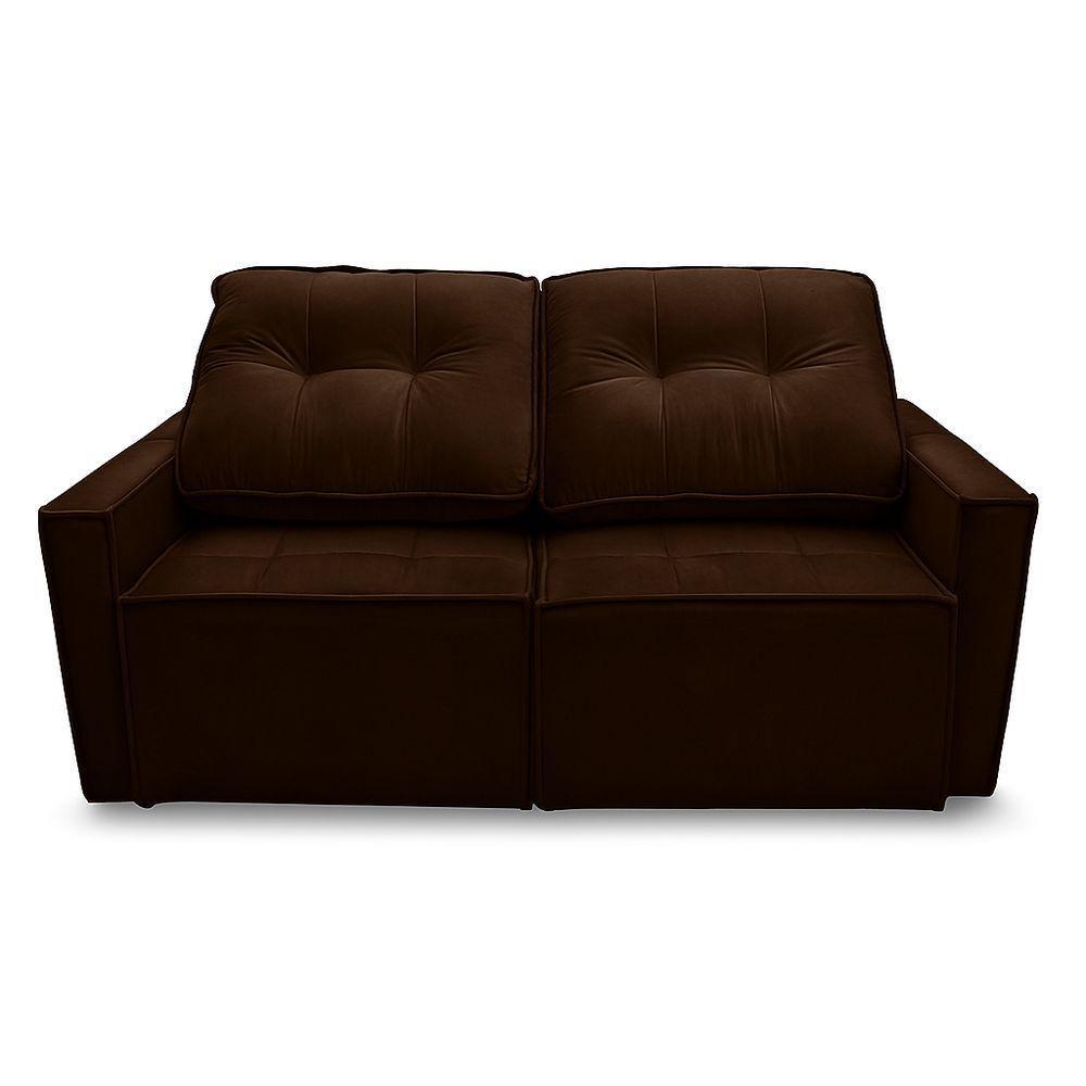 Sofá Retrátil Reclinável 2 Lugares Para Sala Suede ávila Marrom - 1
