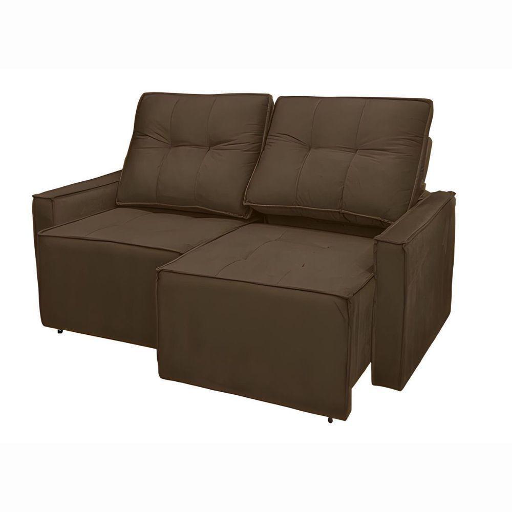 Sofá Retrátil Reclinável 2 Lugares Para Sala Suede ávila Marrom - 3