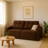 Sofá Retrátil Reclinável 2 Lugares Para Sala Suede ávila Marrom - 2