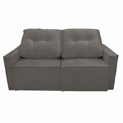 Sofá Retrátil Reclinável 2 Lugares Para Sala Suede Cinza