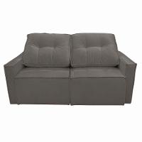 Sofá Retrátil Reclinável 2 Lugares Para Sala Suede Cinza - 1