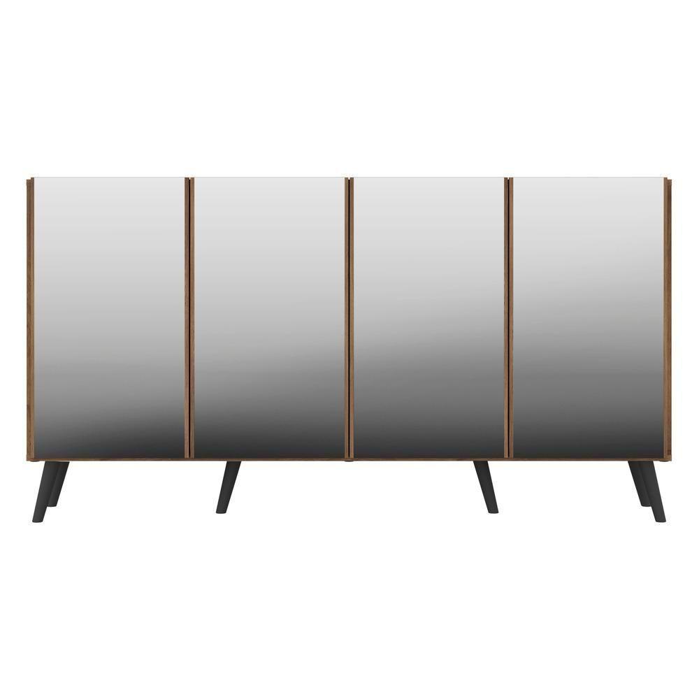 Aparador Buffet 4 Portas com Espelho e Pés Rustic/preto - 2