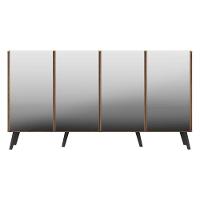 Aparador Buffet 4 Portas com Espelho e Pés Rustic/preto - 2