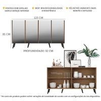 Aparador Buffet 4 Portas com Espelho e Pés Rustic/preto - 3