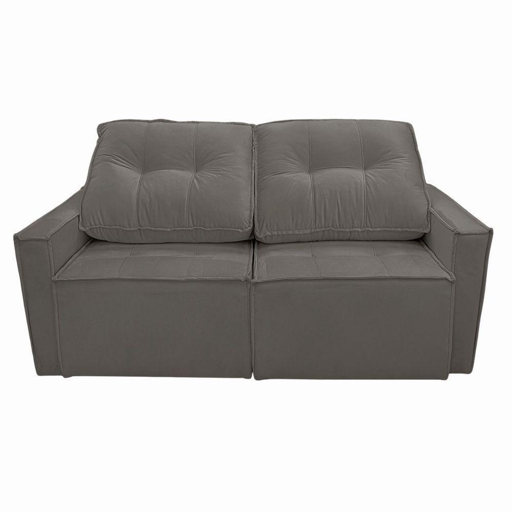 Sofá Retrátil Reclinável 2 Lugares Para Recepção Suede Cinza - 2